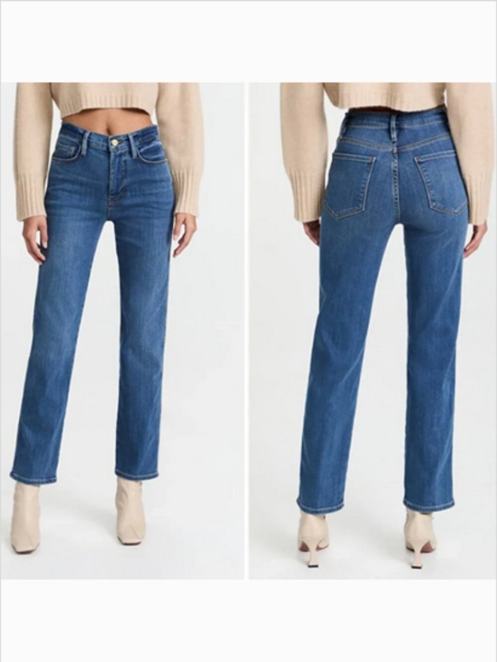FRAME Heritage Le Sylvie Slender Straight Jeans Eagle Rock 27 Double Button